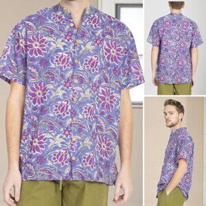 LAKHAYS (XL) INDIAN KURTA Style Indian Hand Block Print / Coconut Shell Buttons